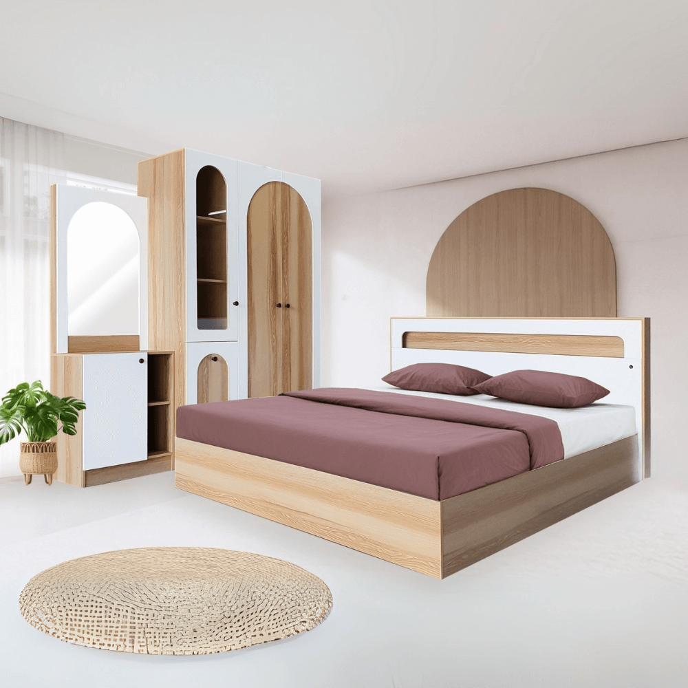 ชุดห้องนอน + ที่นอน PVC 6 ฟุต WISDOM DESIGN FURNITURE รุ่น ARISTA 5 สี แอช/ขาว_1